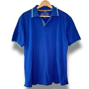 Robert Graham Blue Textured Shoulder Side Panel Polo Shirt Size L